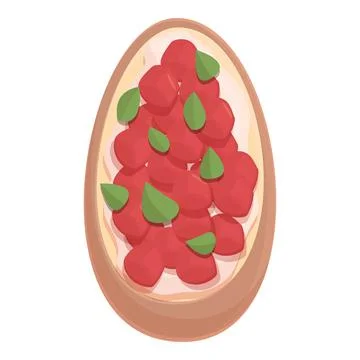 Red bruschetta icon cartoon vector. Bread tomato Stock Illustration