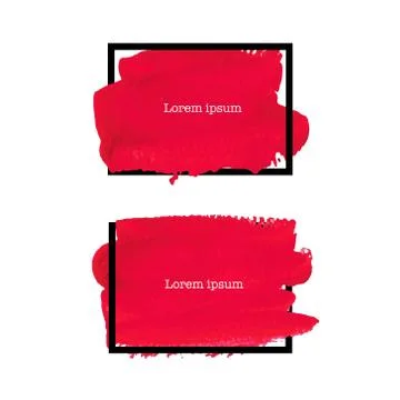 Red brush stroke frame isolated on white background, Vector illustration. Stock Illustration