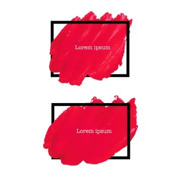 Red brush stroke frame isolated on white background, Vector illustration. Illustrazione stock