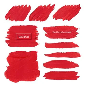 Red brush stroke isolated on white background, Vector illustration. Stock Illustration