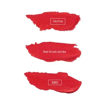 Red brush stroke isolated on white background, Vector illustration. Stock Illustration