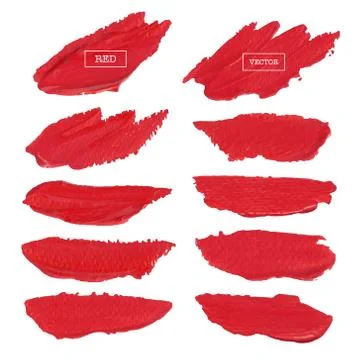 Red brush stroke isolated on white background, Vector illustration. Stock Illustration