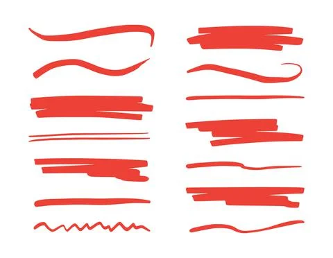 Red brush stroke underline. Marker pen highlight stroke. Vector Stockillustratie