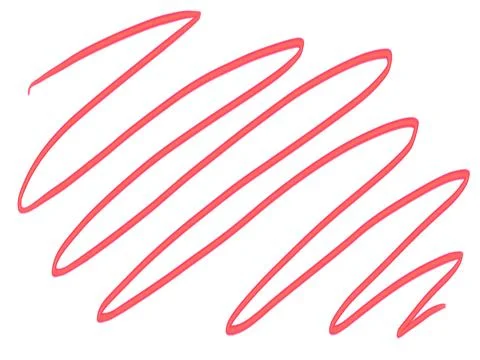 Red brush stroke zig zag across white background Stock Illustration