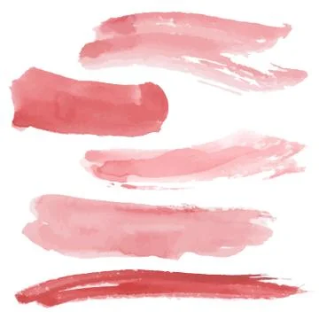 Red brush strokes set on white background. Watercolor. Sketch. Stock Illustration
