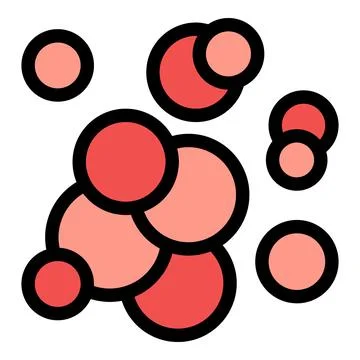 Red bubbles floating creating abstract pattern on white background Stock Illustration