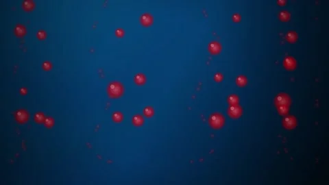 Red Bubbles Floating Upwards on Dark Blue Gradient Background - Abstract Moti Stock Footage 347560341