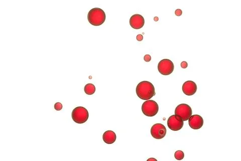 Red bubbles flows over a white background Stock Photos