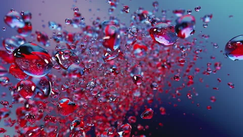 Red bubbles flying in super slow motion 4K Stock Footage 150778487