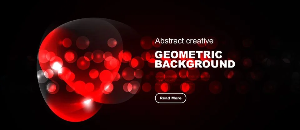 Red bubbles form abstract shape against black backdrop. Text reads geometric 스톡 일러스트