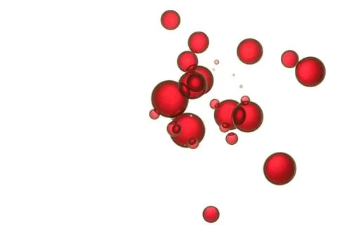 Red bubbles soars over a white background Stock Photos