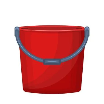 Red bucket isolated on white background. Plastic empty bucket for housework. Stock Illustration