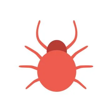 Red bug on white background. Vector illustration in trendy flat style. 库存插图