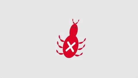 A red bug with a white x on it icon concept loop animation video with alpha.. Stock Footage 270144660
