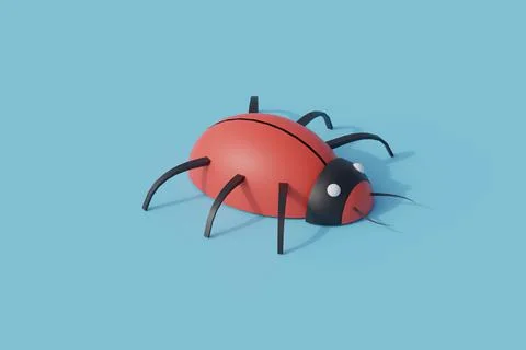 Red bugs single isolated object. 3d render illustration Illustrazione stock
