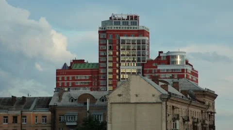 Red building Stock Footage 11178392