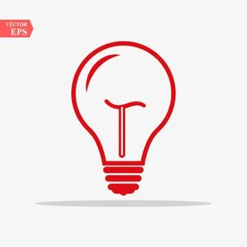 Red Bulb light vector icon. Lighting Electric lamp. Electricity, shine. Light Stock Illustration