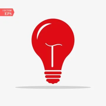 Red Bulb light vector icon. Lighting Electric lamp. Electricity, shine. Light Stock Illustration
