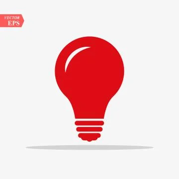 Red Bulb light vector icon. Lighting Electric lamp. Electricity, shine. Light Stock Illustration