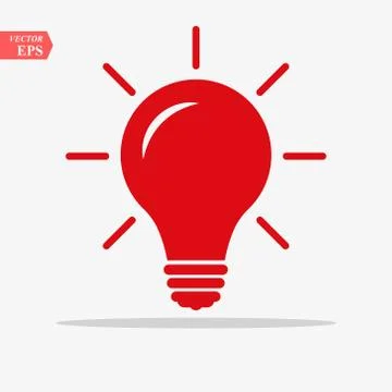 Red Bulb light vector icon. Lighting Electric lamp. Electricity, shine. Light Stock Illustration