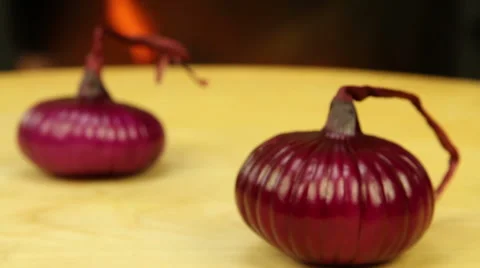 Red bulbs on a background of fire Stock Footage 58872332