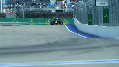 Red Bull Racing team racing at Formula 1 Russian Grand Prix 2019 Stock Footage 129393703