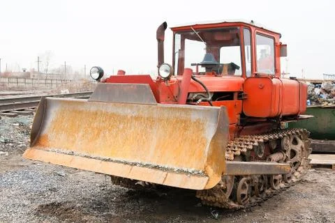 Red bulldozer Stock Photos