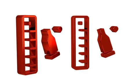 Red Bullet casing as a piece of evidence placed with forensic ruler for doc.. Illustrazione stock