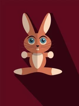 Red bunny with long shadow Illustration