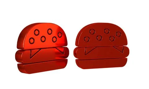 Red Burger icon isolated on transparent background. Hamburger icon. Cheeseb.. Stock Illustration