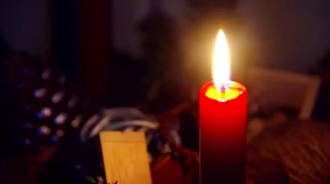 Red burning candle Stock Footage 52112851