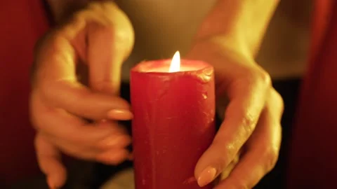 Red burning candle Stock Footage 162349987