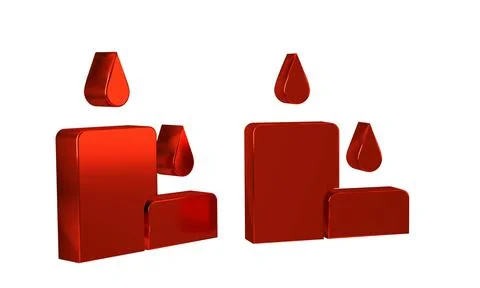 Red Burning candle icon isolated on transparent background. Cylindrical can.. 스톡 일러스트