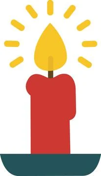 Red burning candle on small plate Stock Illustration