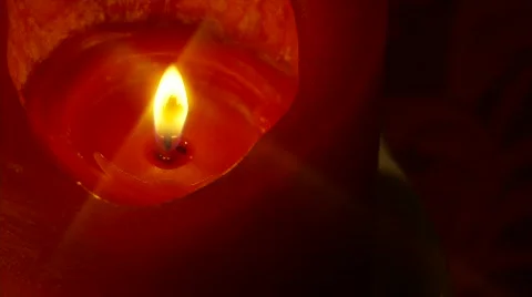 Red Burning Candle, Top View, Star Filter 2 Vídeo Stock 454408