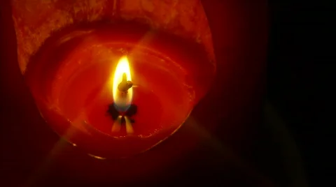 Red Burning Candle, Top View, Star Filter 1 Vídeo Stock 454420