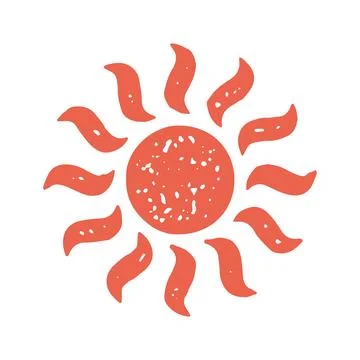 Red burning decorative sun with fire curved beams circle design grunge textur 스톡 일러스트