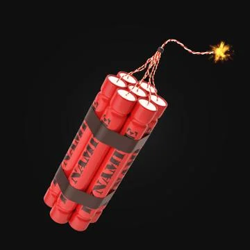 Red burning dynamite isolated on background Stock Illustration