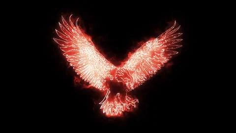 Red Burning Eagle Animated Logo Loopable Graphic Element V2 Stock Footage 87305396
