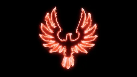 Red Burning Eagle Animated Logo Loopable Graphic Element V2 Stock Footage 87314505