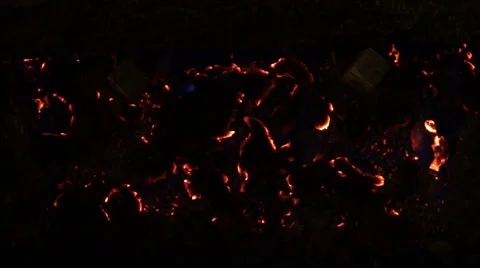 Red Burning Fire and Black Ashes Stock Footage 4804140