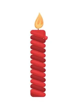 Red Burning Isolated Candle with Fire, Christmas 스톡 일러스트