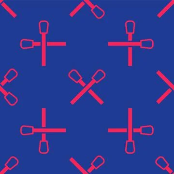 Red Burning match with fire icon isolated seamless pattern on blue background Stock Illustration