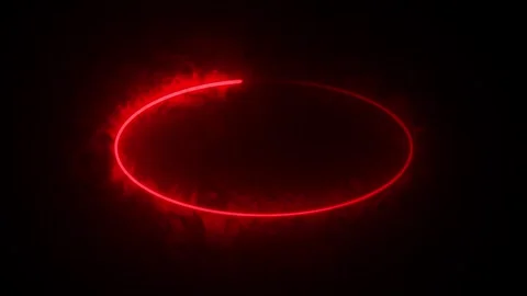 Red burning neon oval frame animation with fiery smoke loop on black backgr.. Stock Footage 334907004