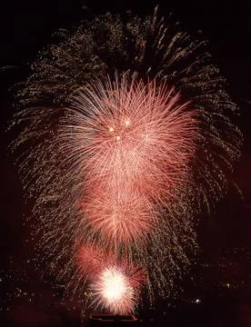 Red burst fireworks. Stock Photos