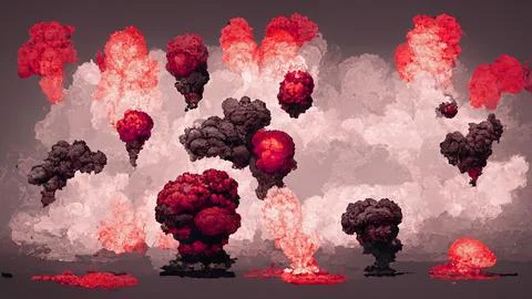 Red burst sprites for game or animation. Set of sequence explode with red powder Stock Illustration