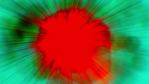 Red bursts explode against a teal background Vídeo Stock 340413999