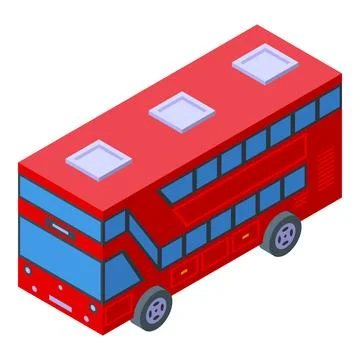 Red bus driver icon isometric vector. England city Stock Illustration