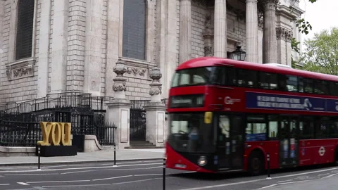 Red bus in London Stock Footage 155162602