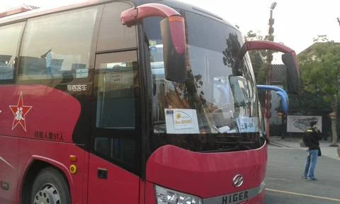 Red bus Foto stock